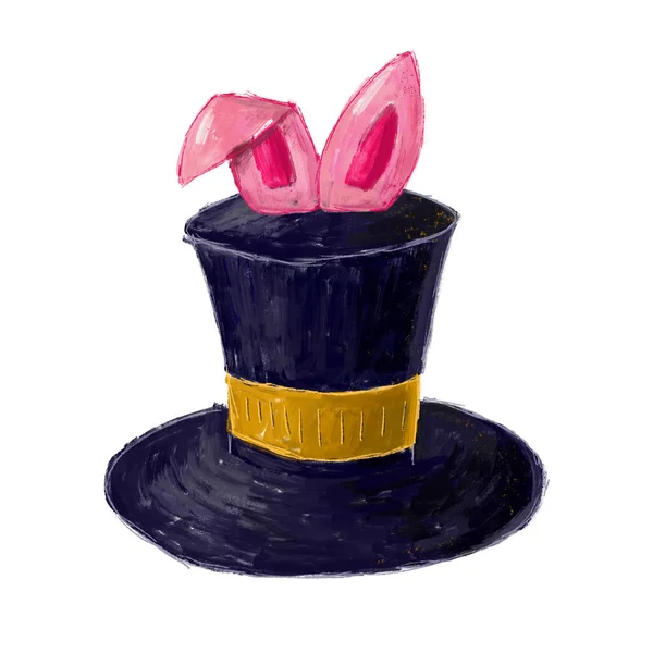 黒い帽子円柱の手品のウサギ — ストック写真