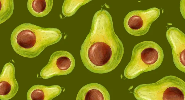 Avocado Muster Handgezeichnete Sommer Illustration — Stockfoto