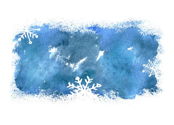 kar taneleri ile arka plan mavi Noel suluboya