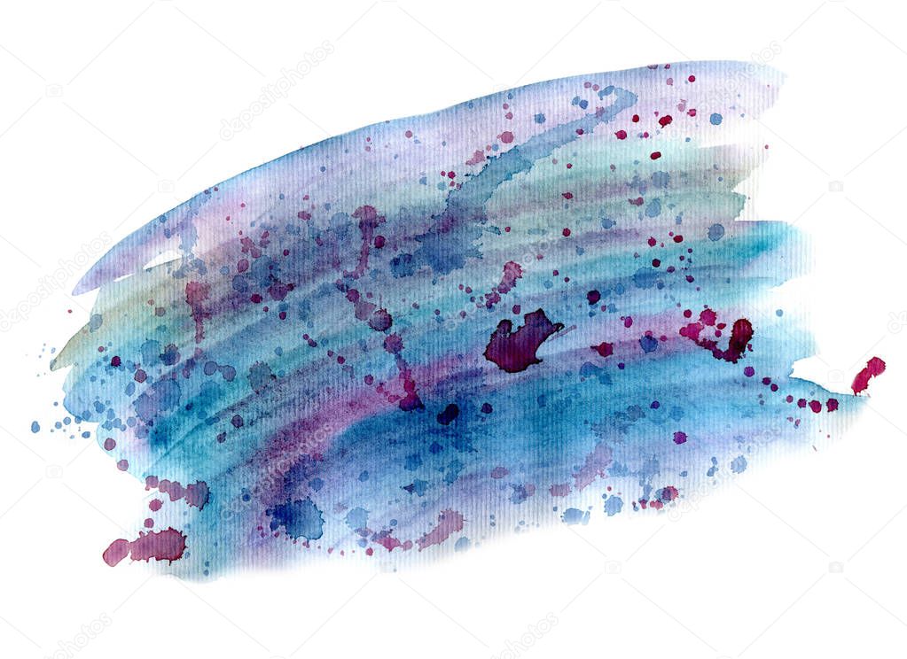 Blue watercolor background with red splashes