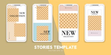 Düzenlenebilir Instagram hikayeler şablonları. Modern tarz.