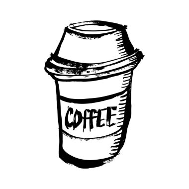 Kahve molası kartpostal. Elle çizilmiş tasarım.