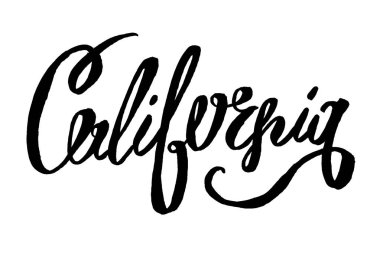 ABD devlet adı el yazı. Modern fırça tarzı. Beyaz arka plan üzerinde izole.