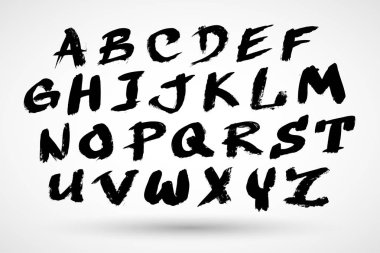 Alfabe harfleri. Mürekkep tarafından çizilen illüstrasyon el.