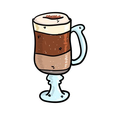 Beyaz arka plan üzerinde izole latte yazdırılabilir fincan doodle