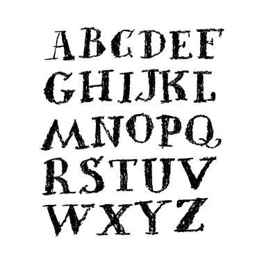 Yazı tipi vintage el çekilmiş alfabe çizim