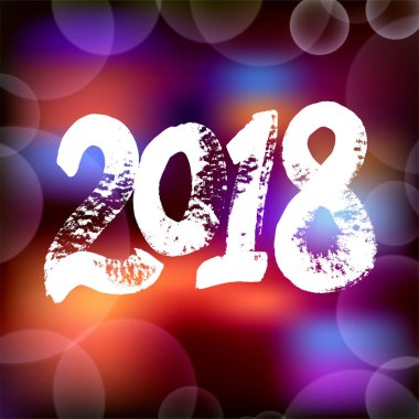 Mutlu yeni yıl 2018 arka plan dekorasyon. Tebrik kartı tasarım şablonu konfeti ile. 