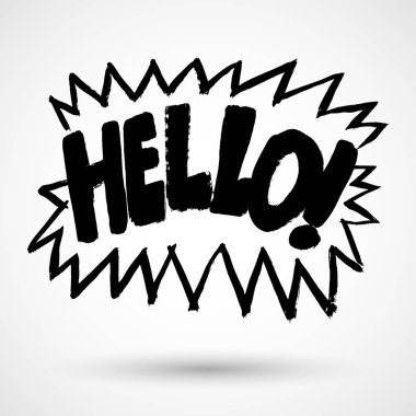 Beyaz arka plan üzerinde izole Merhaba yazı