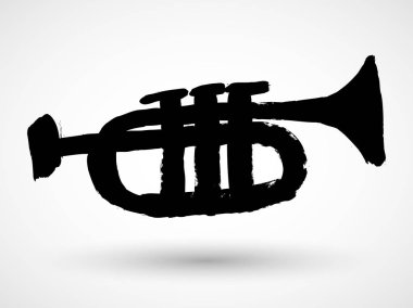 Beyaz arka plan üzerinde izole müzik grunge trompet