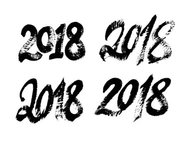 Tebrik kartı Çin Kaligrafi ile 2018 mutlu yeni yıl için yazı elle çizilmiş