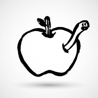 Solucan grunge simgesi ile elma