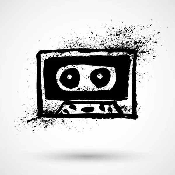 Grunge Cassette Icon Isolated White Background — 스톡 벡터