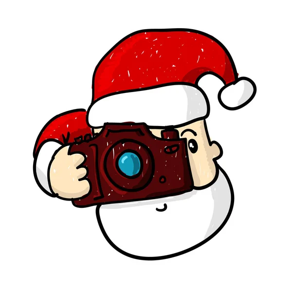 Babbo Natale Faccia Con Macchina Fotografica — Vettoriale Stock