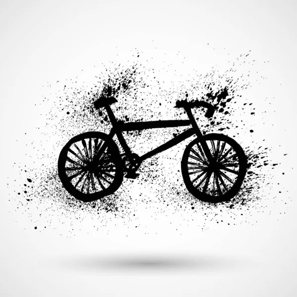 Grunge Fiets Pictogram Geïsoleerd Witte Achtergrond — Stockvector