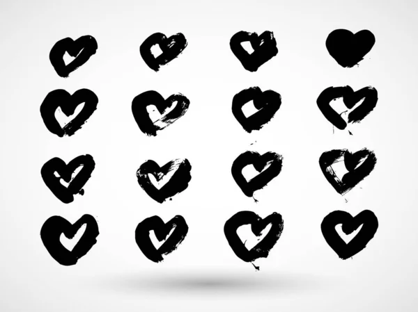 Valentine Hearts Grunge Vector Background — Stock Vector