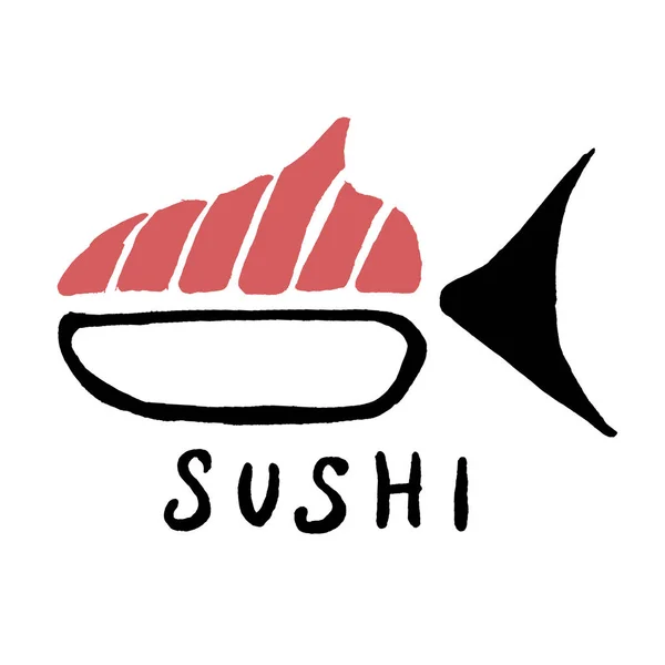 Sushi Doodle Isoliert Auf Weißem Hintergrund — Stockvektor