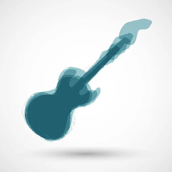 Silueta Guitarra Aislada Sobre Fondo Blanco — Vector de stock