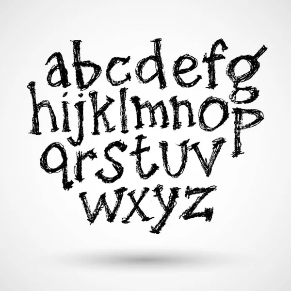 Handgezeichnetes Alphabet Schwarze Schrift Buchstaben Handschriftlich Isoliert Auf Weißem Hintergrund — Stockvektor