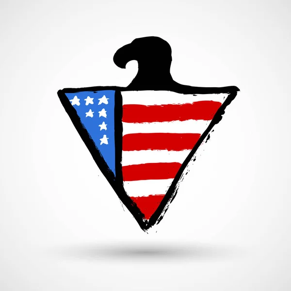 Eagle Met Usa Vlag Grunge Pictogram — Stockvector