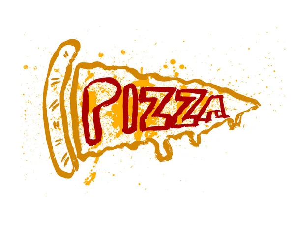 Icono Rebanada Pizza Estilo Grunge Con Signo — Vector de stock