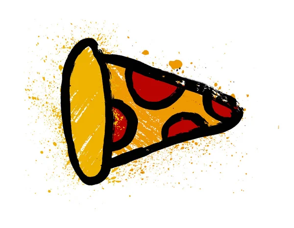Tranche Pizza Salami Isolée Sur Fond Blanc — Image vectorielle