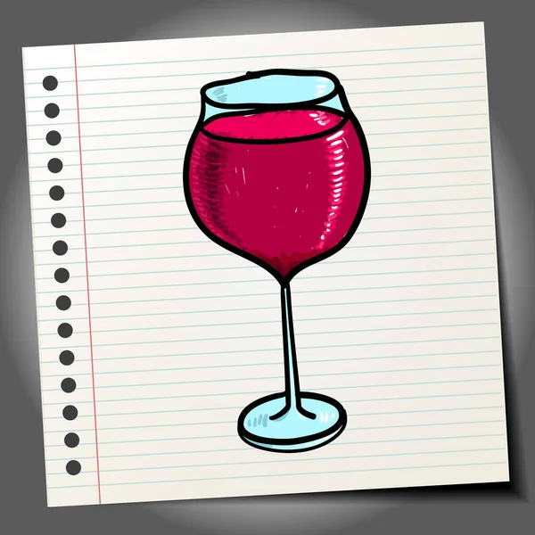 Copa Vino Boceto Simple Garabato — Vector de stock