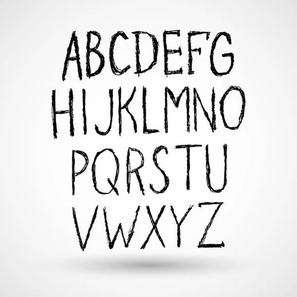 Çekilmiş Alfabesi Siyah Yazı Tipi Mektuplar — Stok Vektör