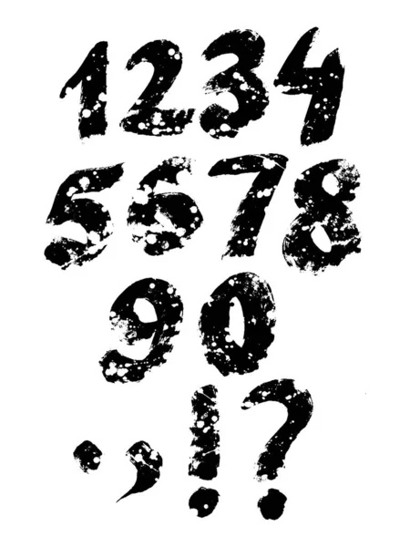 Números Caligrafia Escritos Mão Marcas Pontuação — Vetor de Stock