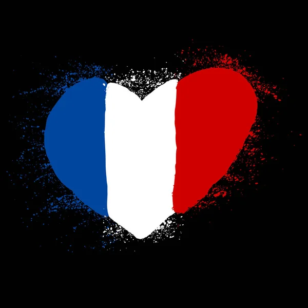 Γαλλία Καρδιά Ρετρό Σημαία — Διανυσματικό Αρχείο