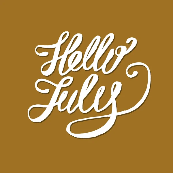Hello July Lettering Print — Stock Vector