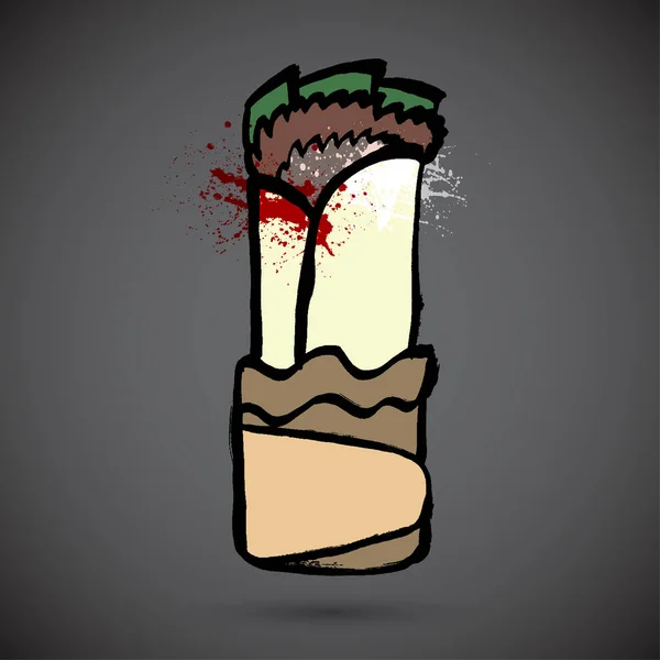 Burrito Cuisine Mexicaine Traditionnelle Icône Grunge Dessinée Main — Image vectorielle