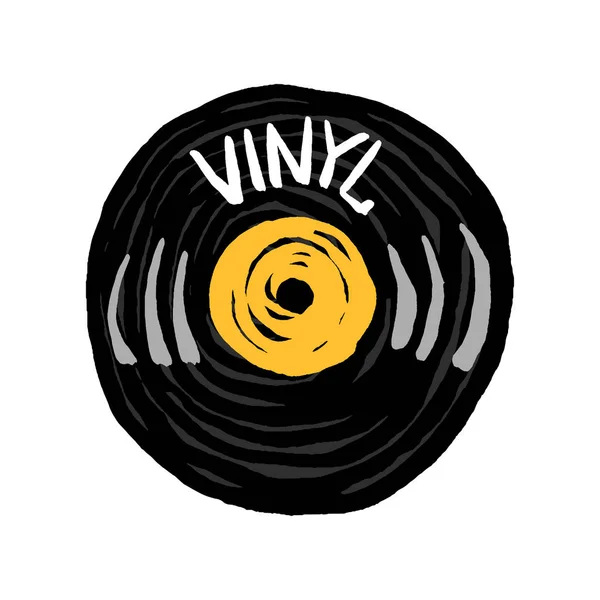 Vinyl Vinyl Schallplatten Ikone Handgezeichneten Stil — Stockvektor