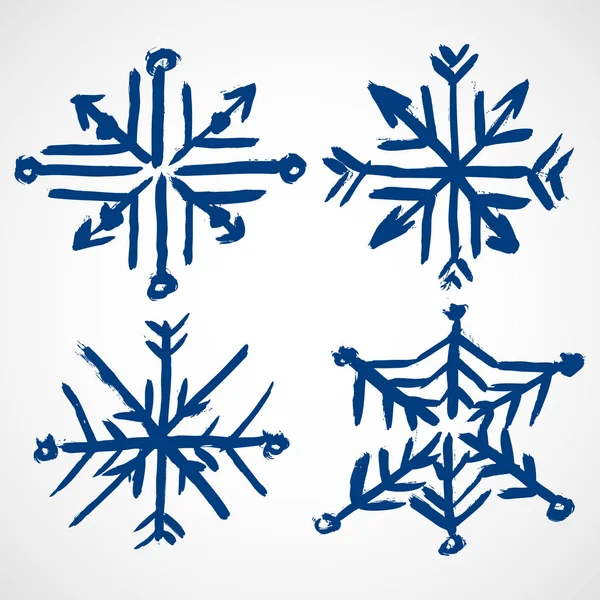 Grunge Snowflakes Isolated White Background — Stock Vector