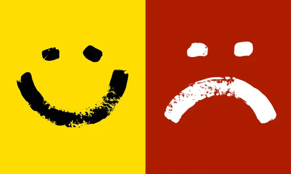 Emoticones Sonrientes Enojados Formas Grunge — Vector de stock