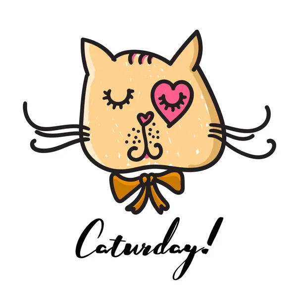 Cute Cat Hand Getrokken Stijl — Stockvector