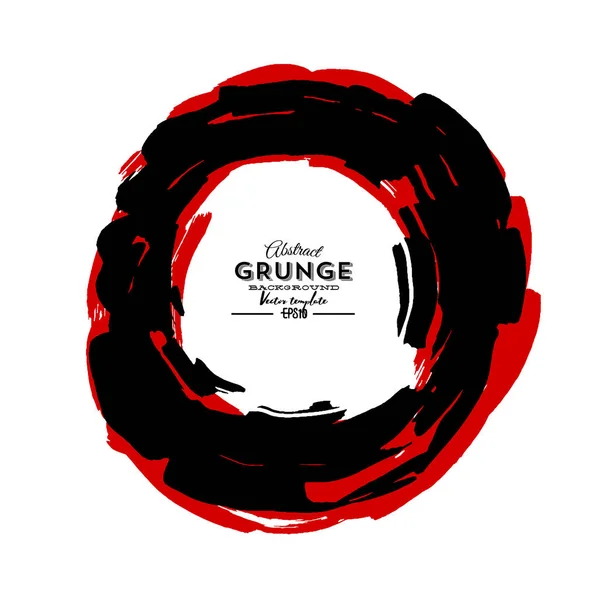 Encre Noire Rouge Trait Rond Sur Fond Blanc — Image vectorielle