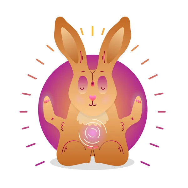 Vector Divertido Lindo Conejo Sentado Yoga Loto Pose Relajante — Archivo Imágenes Vectoriales