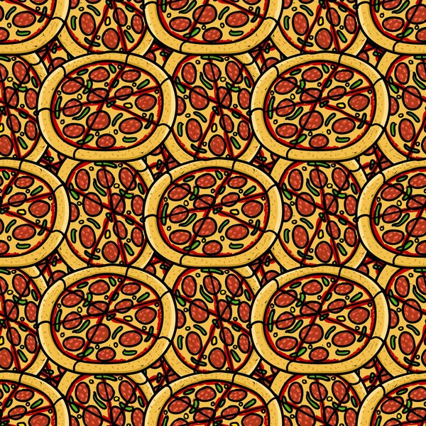 Patrón Pizza Moda Con Pizza Dibujada Mano — Vector de stock