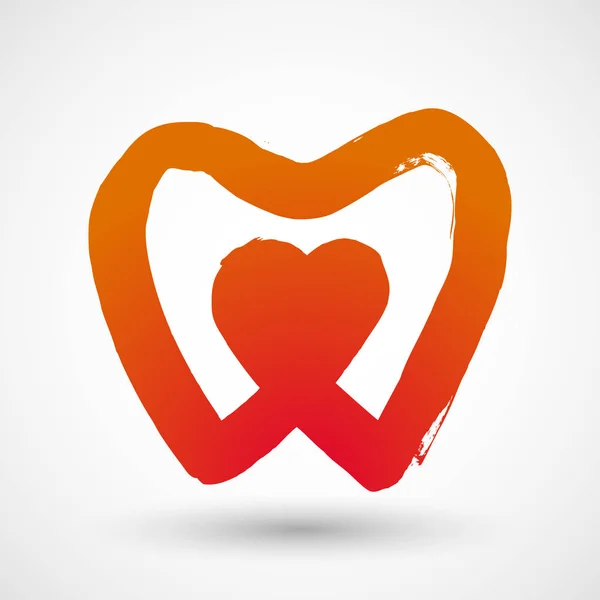 Hjärta Med Tooth Symbolen Isolerad Vit Bakgrund — Stock vektor