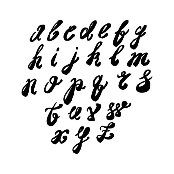 Alphabet Lettrage Main Noir Blanc — Image vectorielle
