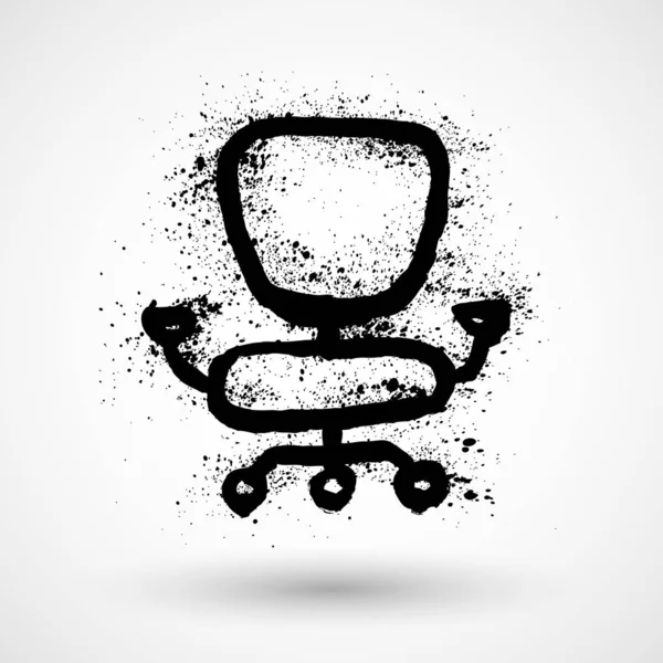 Ikona Sady Office Židle Grunge Izolovaných Bílém Pozadí — Stockový vektor