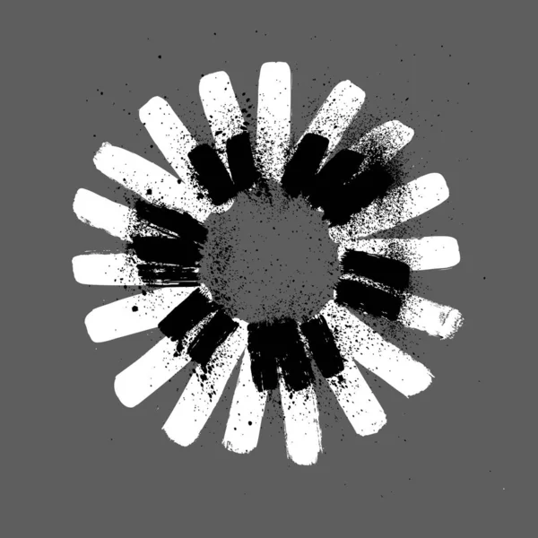 Clés Piano Grunge Noir Blanc — Image vectorielle