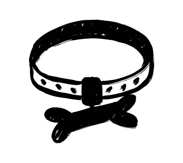 Dog Collar Pictogram Hand Getrokken Stijl — Stockvector