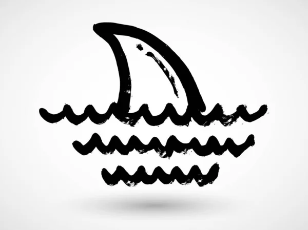 Grunge Žralok Ryby Moři — Stockový vektor