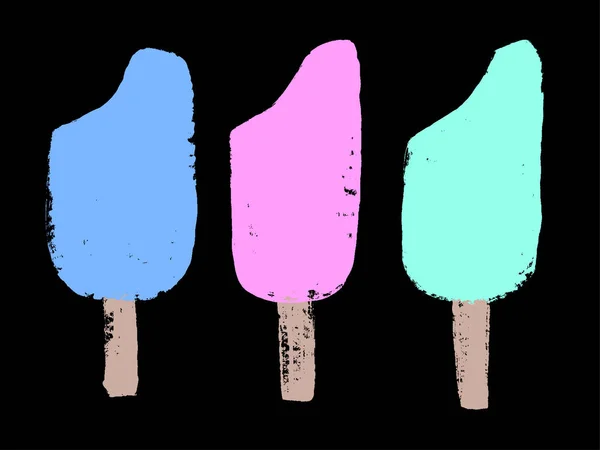 Ice Cream Grunge Stijl Zwarte Achtergrond — Stockvector