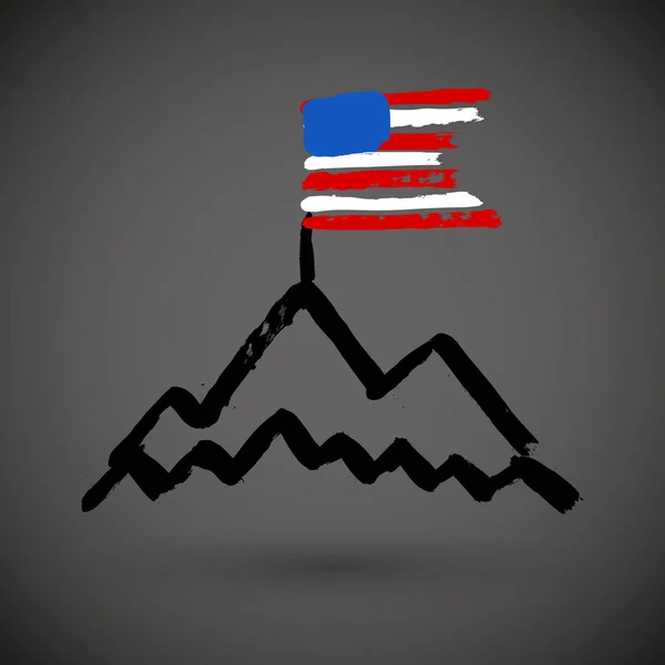 Amerikaanse Vlag Met Bergen Grunge Poster — Stockvector