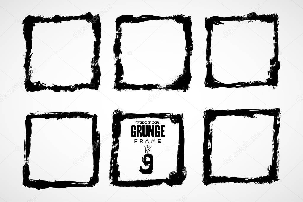Grunge frames set in hand drawn style.