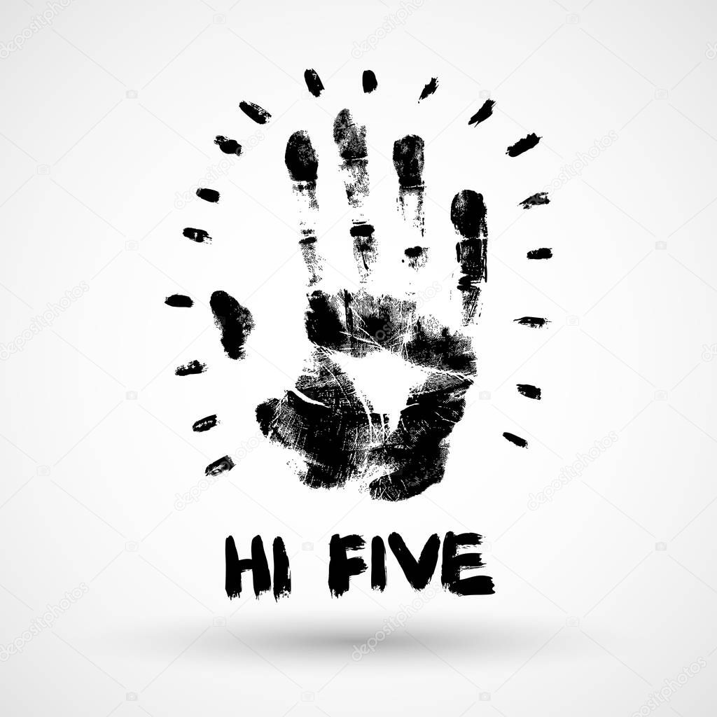Hi Five grunge icon isolated on white background