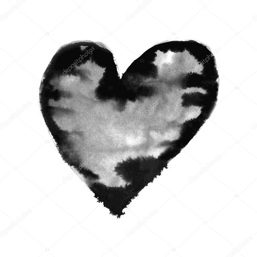 Grunge heart isolated on white background