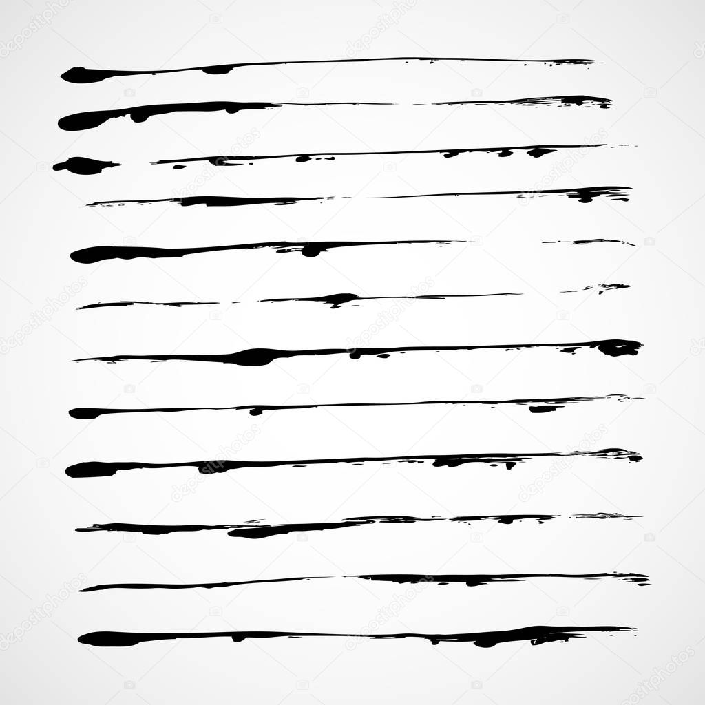 Set of grunge brushes. Abstract hand drawn strokes